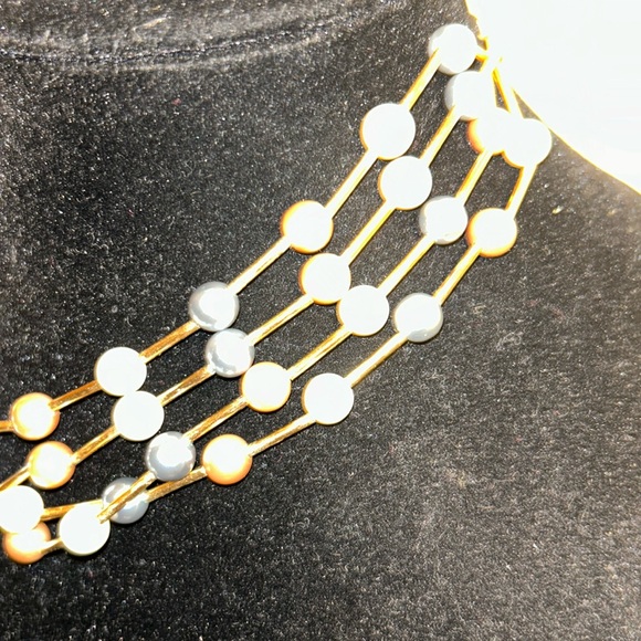 Vintage 80s Avon Floating Pearl Necklace 4 Strands Gold gray mauve cream 16" - Picture 5 of 12